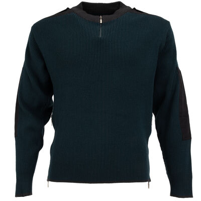 Dutch Commando Wool Sweater Emerald Blue 1/4 Zip w/ Side Zippers